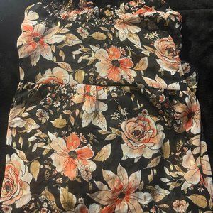 Maurices Plus Black Floral Smocked Neck Blouse